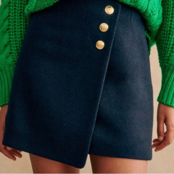 Sezane Peter Skirt in Navy Blue NWT Size 14 - Picture 1 of 16